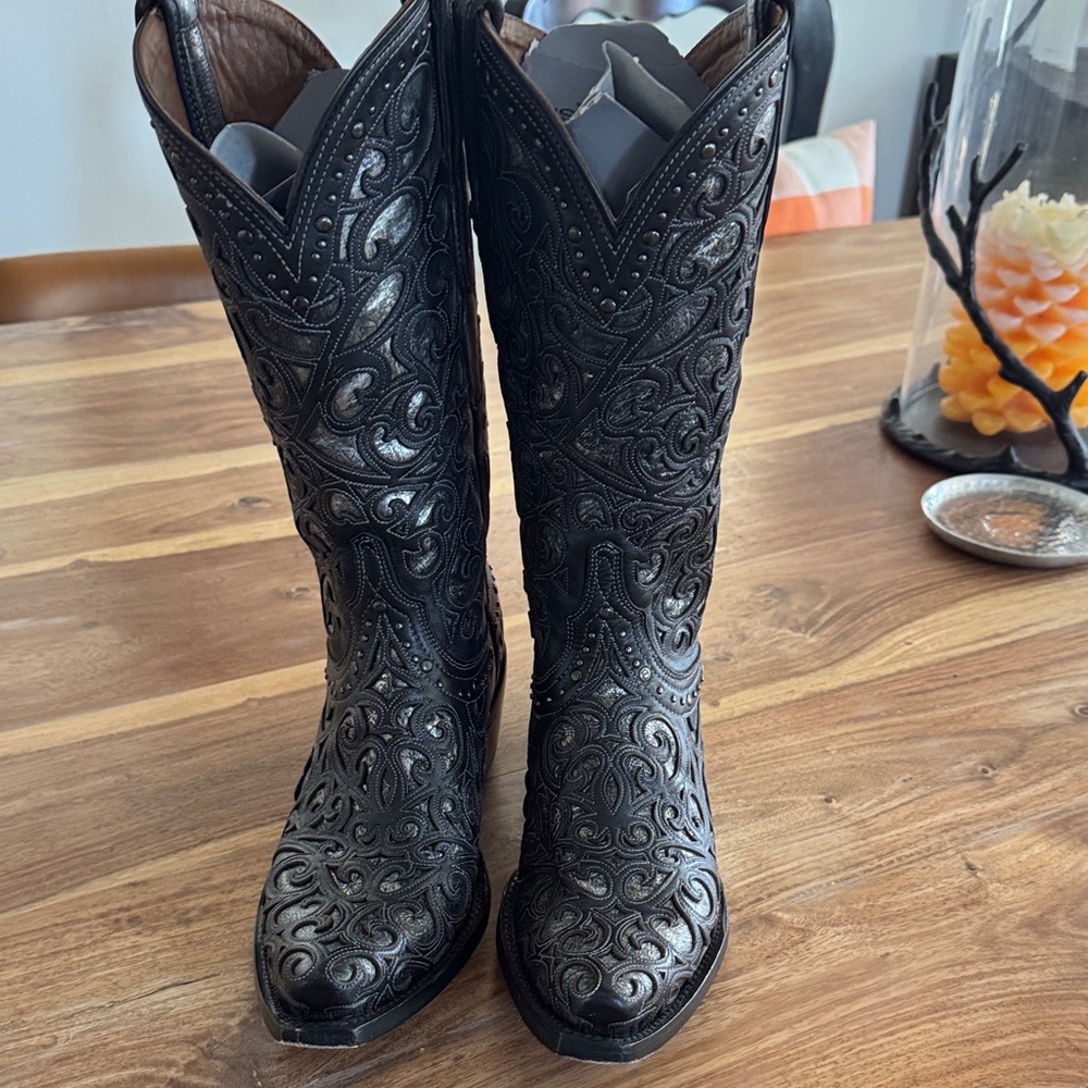 Lucchese Black cutout Cowboy Boots